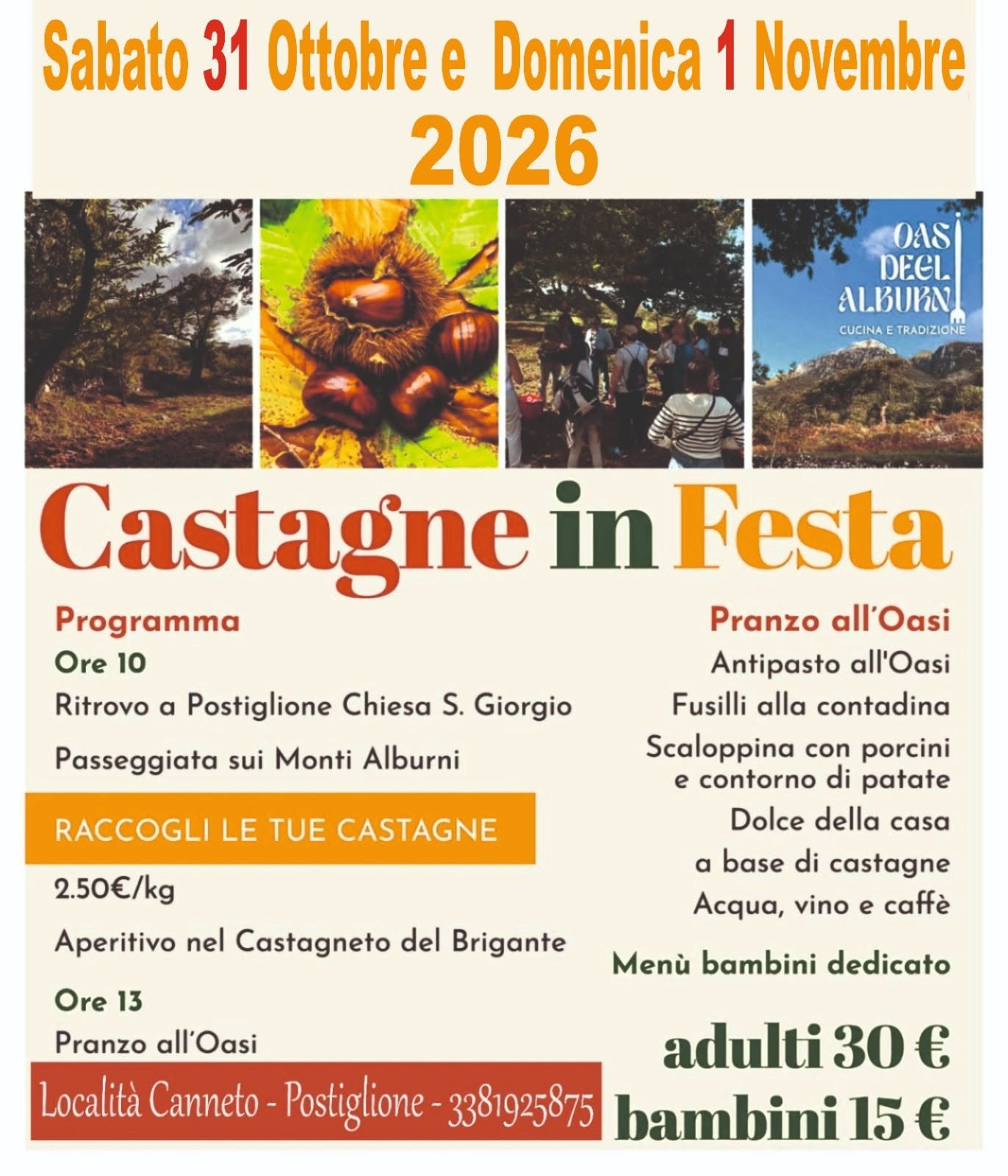 Locandina Castagne in Festa a Postiglione 2026