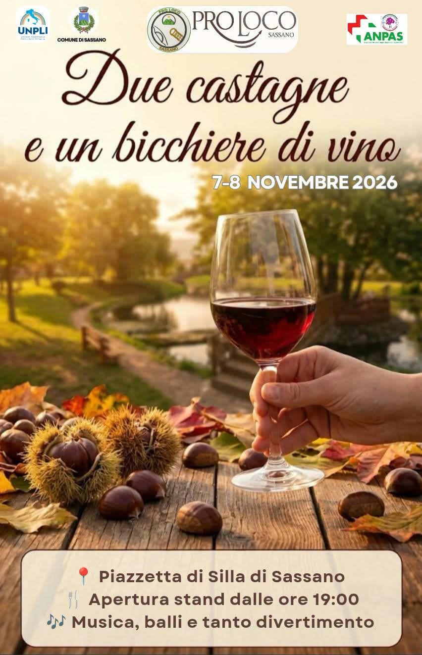 Locandina Due castagne e un bicchiere di vino a Silla di Sassano 2026
