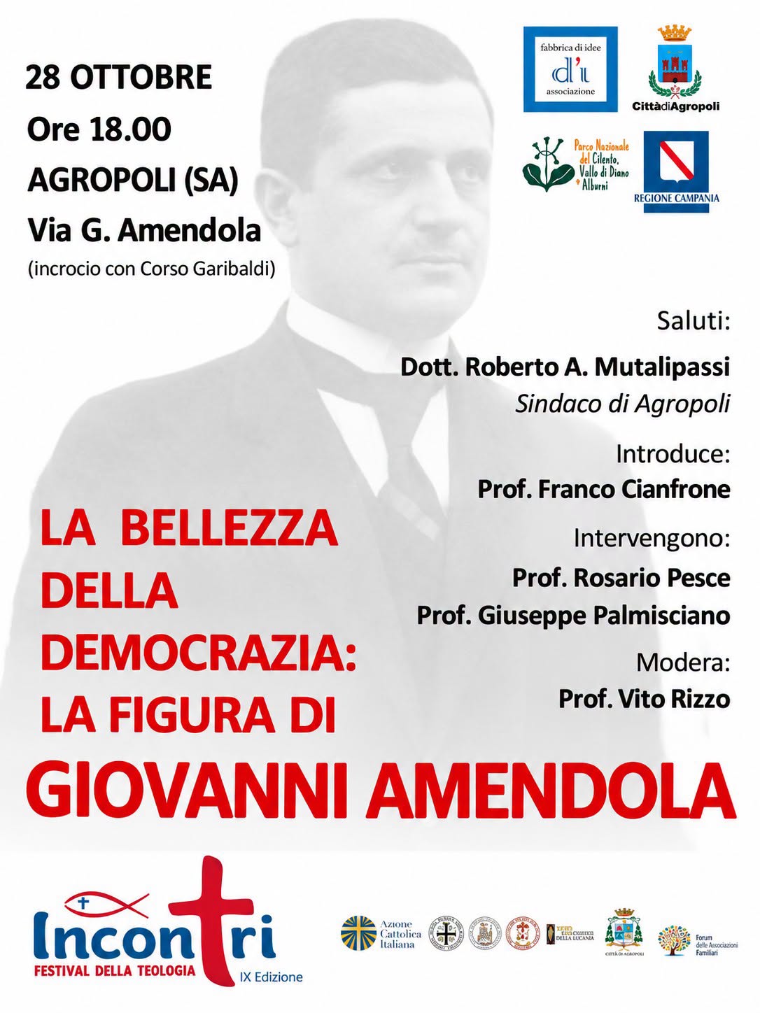 Locandina La bellezza della democrazia: la figura di Giovanni Amendola ad Agropoli 2026