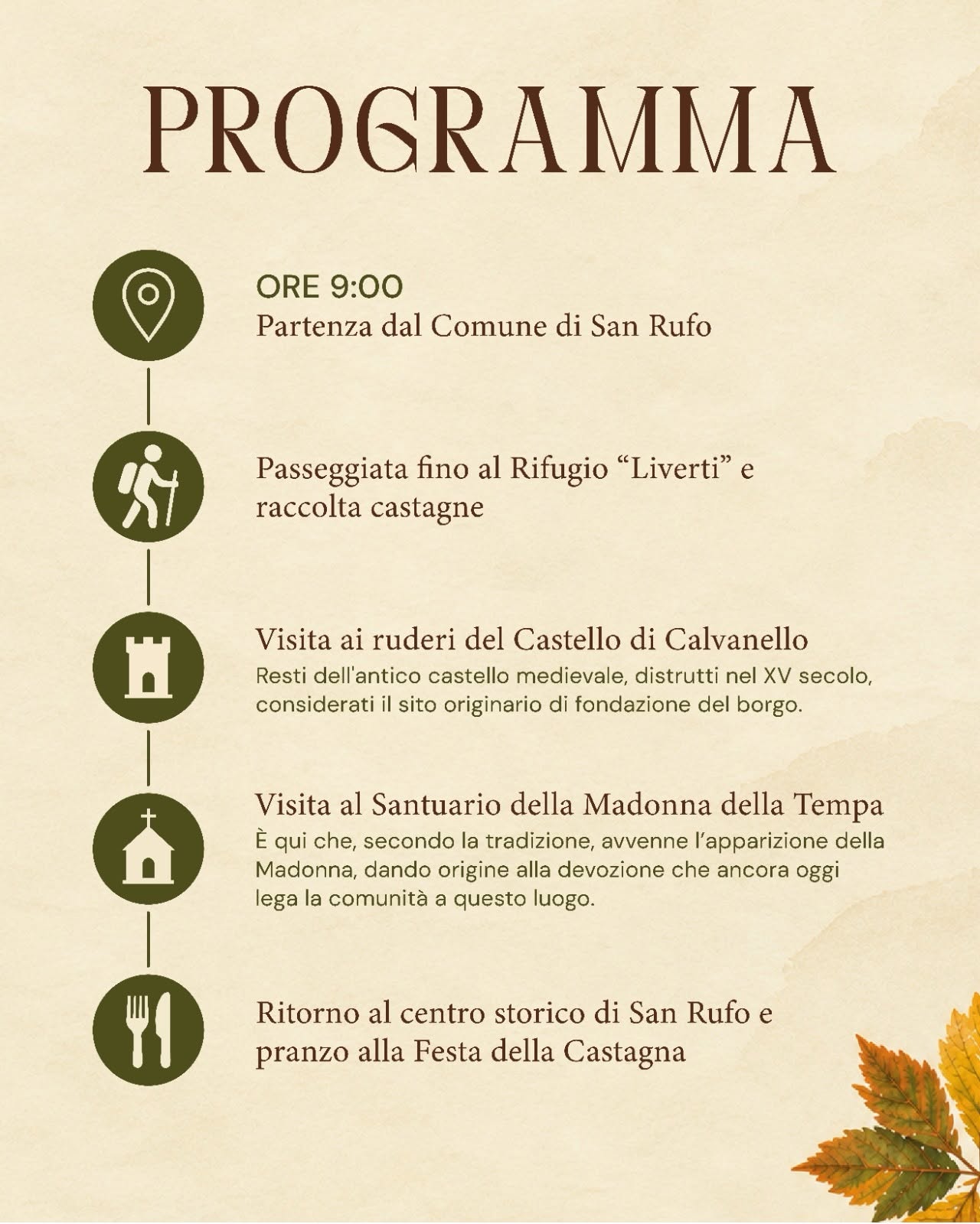 Programma di Passeggiata nel bosco a San Rufo 2026 a San Rufo