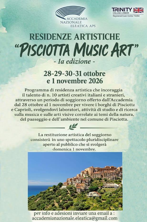 Locandina Residenze artistiche Pisciotta Music Art