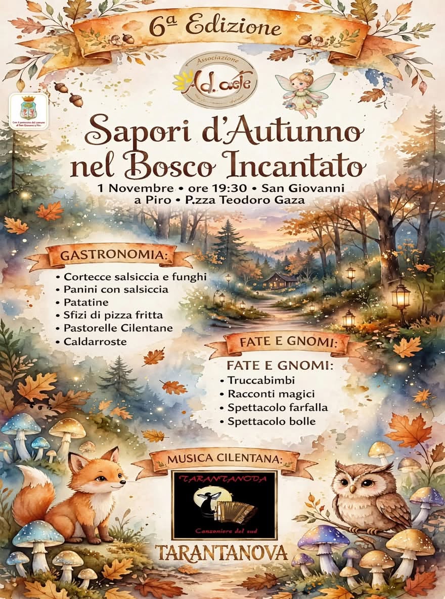 Locandina Sapori d’Autunno nel Bosco Incantato a San Giovanni a Piro 2026