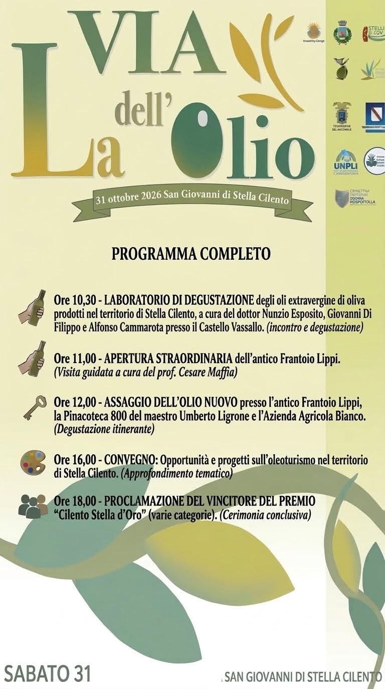 Programma di Via dell'Olio a San Giovanni di Stella Cilento 2026 a San Giovanni di Stella Cilento